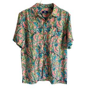 Havana Jim Button Down Short Sleeve Tropical Print Shirt Men's Medium NEW